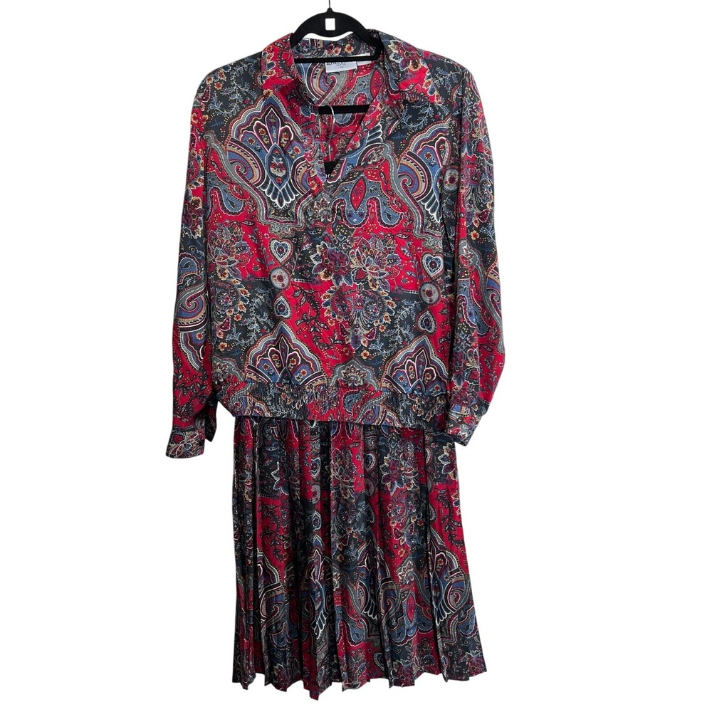 Alfred Dunner Petite Vintage Size 10 Floral Paisley Elastic Waist 2-Piece Skirt